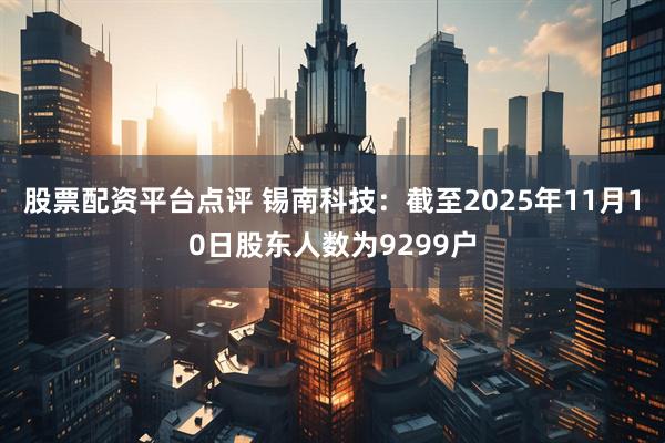 股票配资平台点评 锡南科技：截至2025年11月10日股东人数为9299户